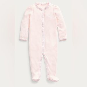 Ralph Lauren Floral-Trim Footed Coverall - Baby